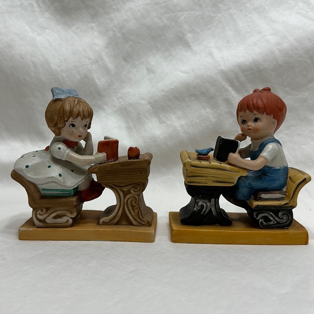 Treasures master vintage porcelain kids at school desk